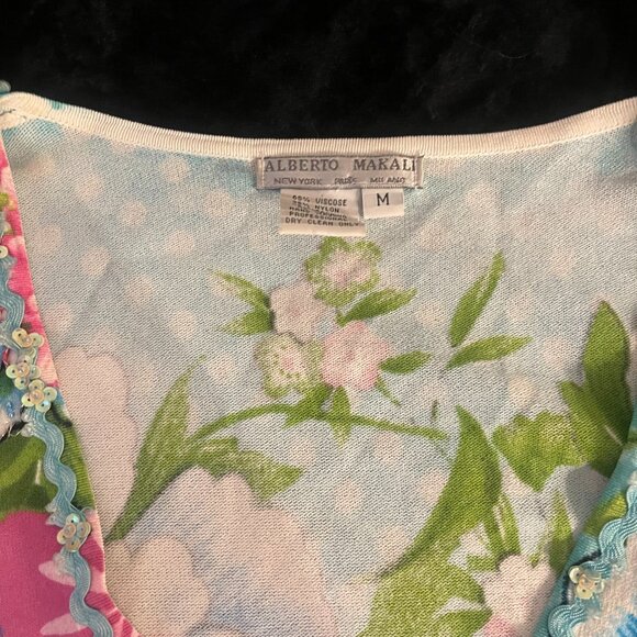 Alberto Makali Y2K Floral Mesh Beaded Top - Picture 2 of 7